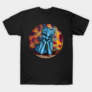 Blue caterpillar from Alice in Wonderland, trippy psychedelic art T-Shirt